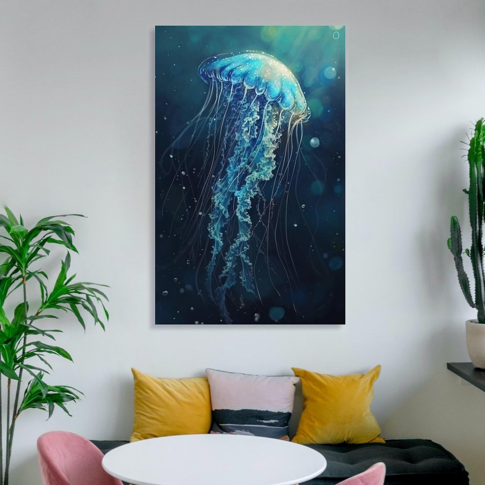 Amazon.co.jp: 絵画 深海で光るクラゲ アートパネル ポスター イラスト
